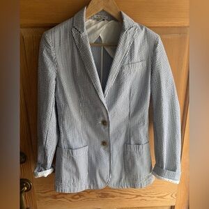 L.L. Bean Navy and White 2 -Piece Striped Blazer and Shorts Set size 4